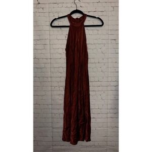 Lanston Rust Orange Halter Neck Maxi Dress Boho Wedding Party Guest Bridesmaid S